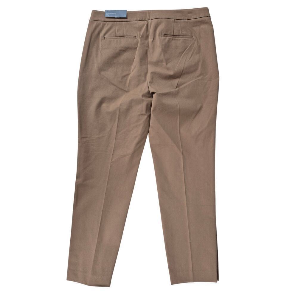 NWT $99 Talbots Camel Chatham Slim Leg Ankle Length Pant Sz16 Stretch Cotton